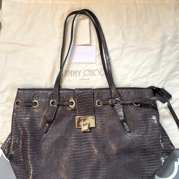 Lizard Embossed Patent Leather Rhea Shopper Tote - Picture 4 of 4